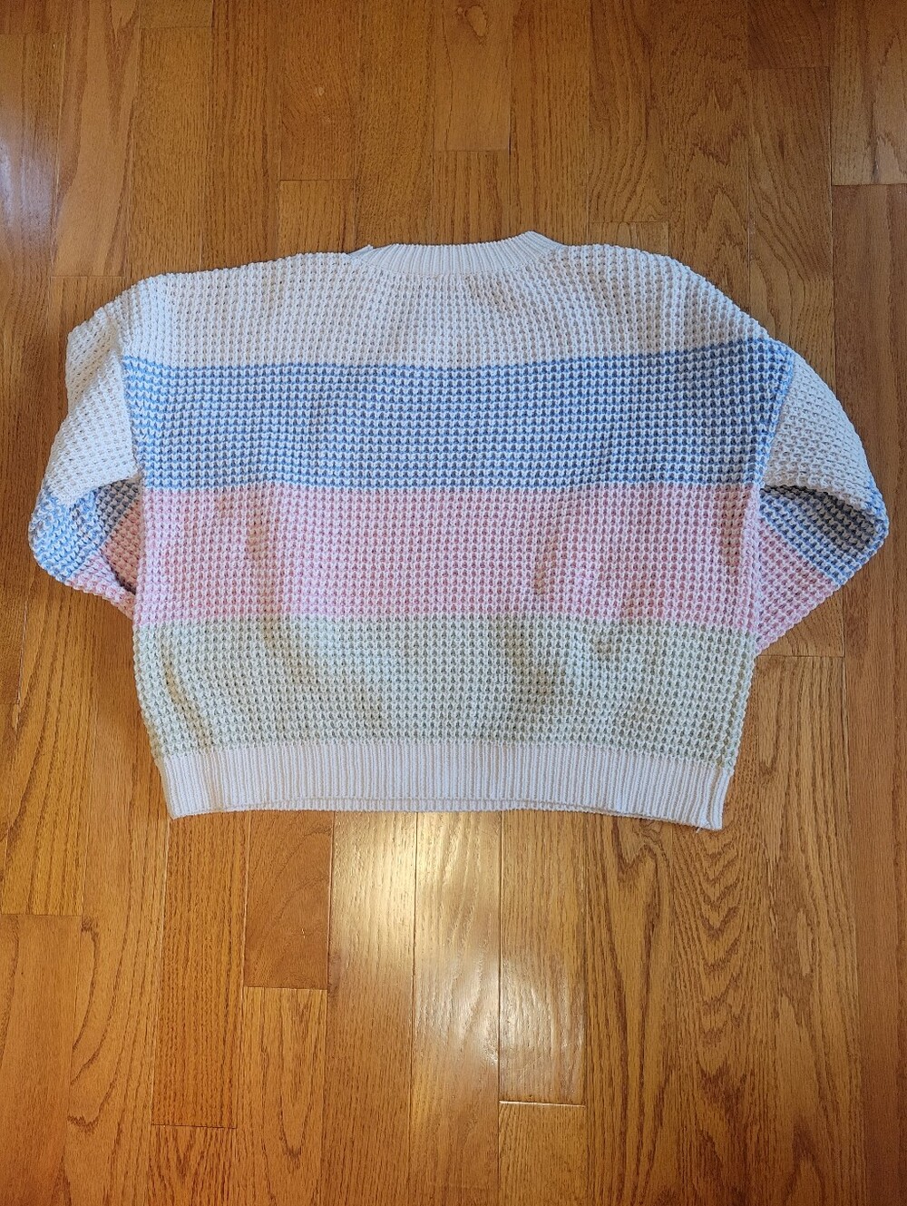 Pastel Waffle-Knit Crewneck Sweater - Picture 3 of 9